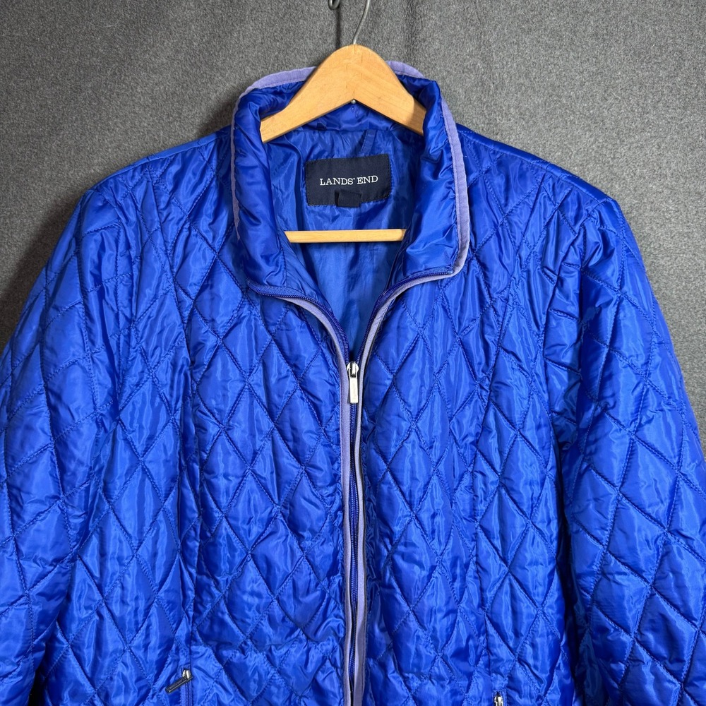 Lands End Royal Blue Quilted Primaloft Jacket Womens 2X 20W-22W 474928